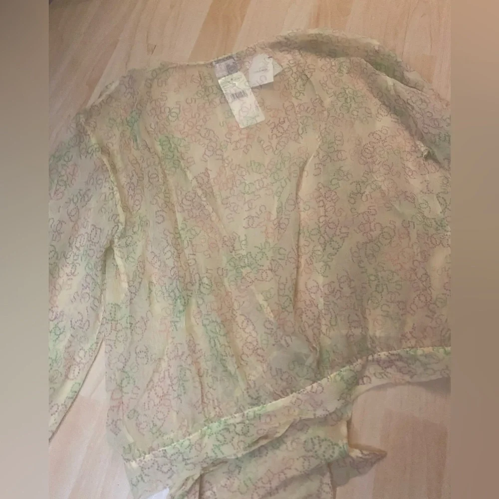 NWT Chanel Sheer Tie-Front Top - Yellow
